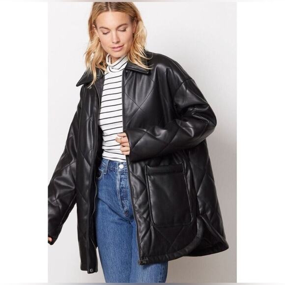 APPARIS Stevie Quilted Faux Leather Shirt Jacket XS NWT - Picture 2 of 14